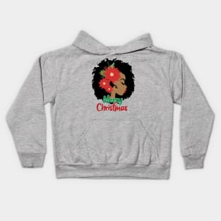 Merry Christmas, Black Woman Kids Hoodie